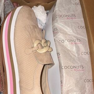 Coconuts by Matisse Beige Loafers with Pink Stripe